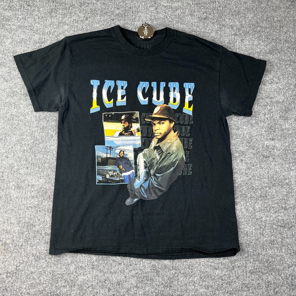 Ice Cube Rapper Songwriter Actor T Shirt Mens Medium Black Cotton Graphic Print